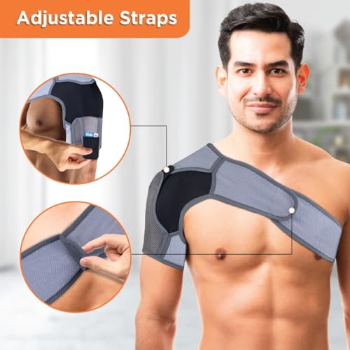 Image of Vissco Shoulder Support, Shoulder Immobilizer With Adjustable Stretchable Strap, Better Immobilization, Pain Reliever For Rotator cuff injury, Post paralysis - Small (Grey)