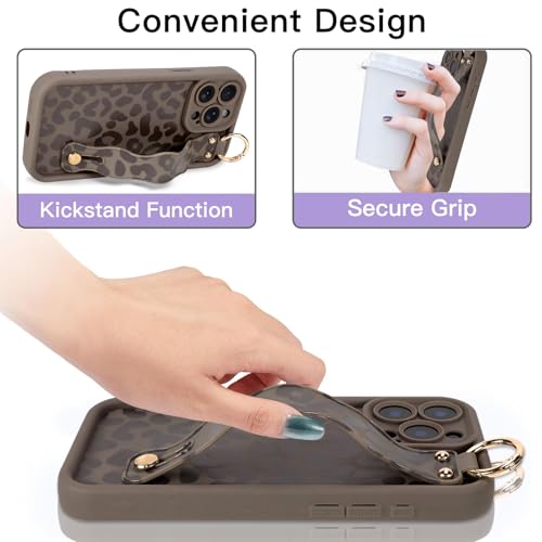 Jefonha Cute for iPhone 15 Pro Max Case with Strap Stand, Brown Leopard by Jefonha - Used condition - Image 4