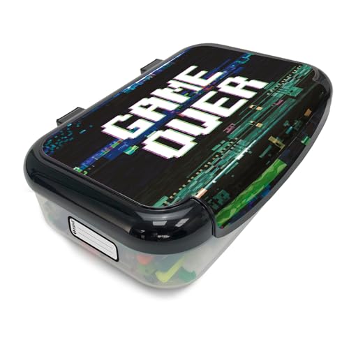 Image of ZIPIT Recycled Plastic Pencil Box for Boys, Large Pencil Case, Gamer | Durable box for kids, made of recycled, PVC-free plastic, transparent stackable design with name tag, holds 60 pens & pencils