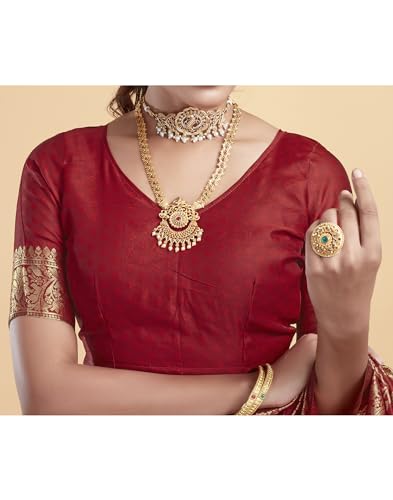 Image of SIRIL Women's Banarasi Silk Saree | Kanjivaram Silk Saree With Unstitched Blouse Piece