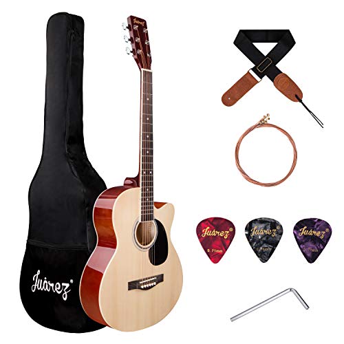 Image of JUAREZ Arpeggio 39 Inch Acoustic Guitar Kit, JRA39SR-NAT Spruce Top, Rosewood Fretboard & Bridge, Truss Rod, Chrome Die Cast Machine Tuners, Natural