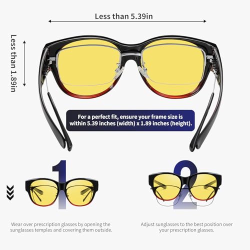 Image of GEGURI Polarized Sunglasses Fit Over Glasses for Men Women, Oversized Square Sun Glasses UV400 Protection Shades