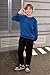 Child Boys Fall Geometric Texture Fashion Sweatshirts Ribbed Crew Neck Pullover Blue 9-10 Years