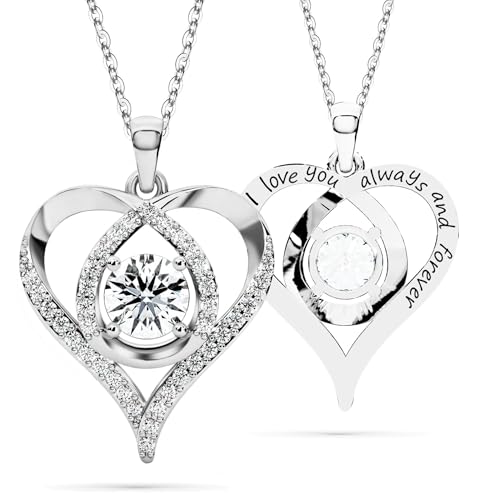 Heart Pendant Necklace for Her Moissanite Lab-Created Gem Jewelry for