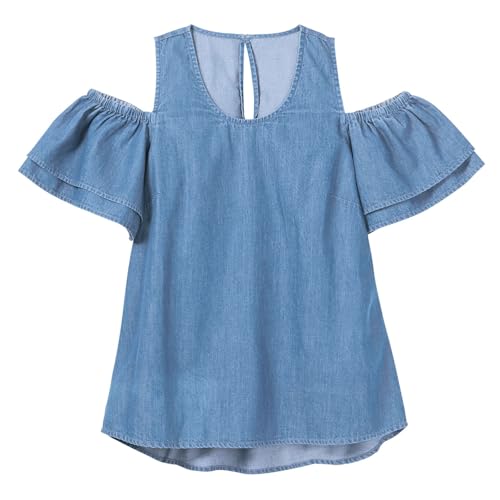 MasseysCold-Shoulder Chambray Denim Shirt4