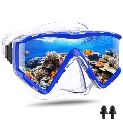 Arlierss Taucherbrille Erwachsene, Schnorchelmaske für Herren Damen, Tauchermaske mit Nasenabdeckung 180°Panorama HD Gehärtetes Glas Anti Nebel Anti-Leck Schwimmmaske für Schnorcheln Schwimmen
