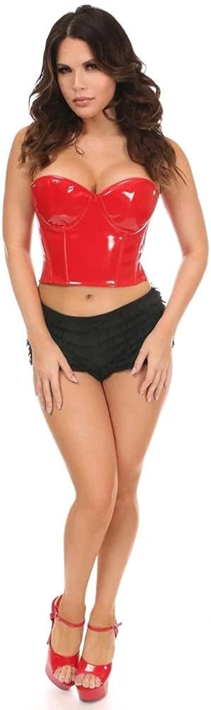 Daisy corsets Lavish Black Patent PVC Underwire Bustier: Clothing, Shoes & Jewelry