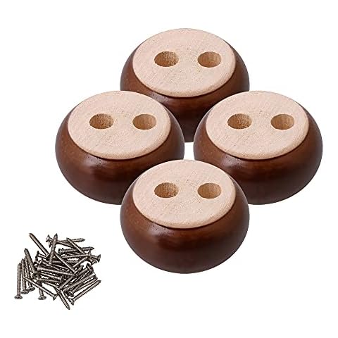 4 Pieces High 3 cm Walnut Color Wooden Furniture Feet Round Cake Shape for Sofa TV Cabinet Bed Feet Cover