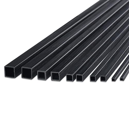 4 Pcs Carbon Fiber Square Tube Length 500mm Side Length 3mm 4mm 5mm 6mm 10mm Carbon Fiber Square Tube for Quadcopter Multirot Carbon Fiber Square Tube(3x3x2x500mm)