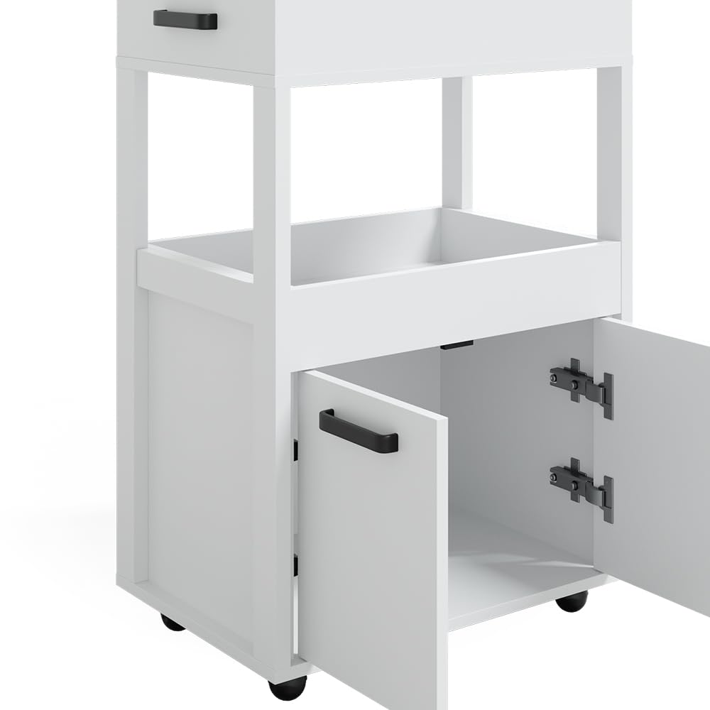 Vicco Rollcontainer Simon, Weiß, 60 x 88.7 cm, mit Rollen und Ablagefläche für Kleingeräte