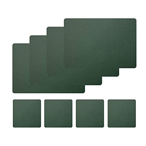 Set de table en cuir PU chic marron et vert isolant pour repas élégant