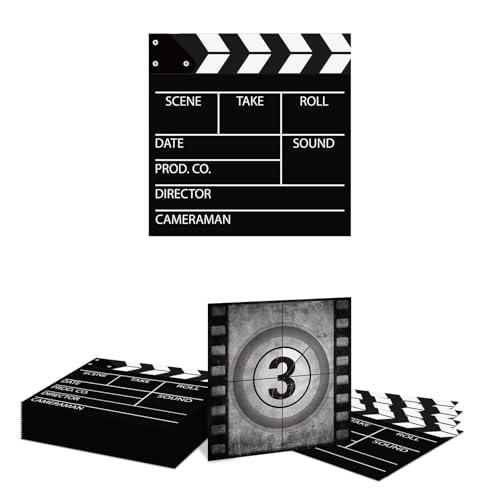 Kotkiddy 20 Piezas servilletas de Papel Desechables Noche de Cine, servilletas de Cine para decoración de Fiestas servilletas cuadradas temática de películas para cumpleaños