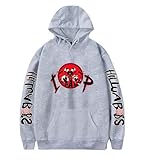 Nesthome Helluva Boss Caricatura Gráfico Sudadera con Capucha - Sudadera Casual Moda Suéter de Manga Larga Suéter, Gris-1., L