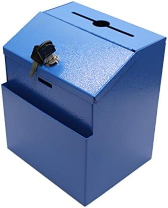 FixtureDisplays® Blue Metal Donation Suggestion Key Drop Box Express Checkout Comments Sales Lead Box 11118-BLUE-FBA