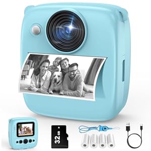 Kamera Sofortbildkamera, Kamera mit Karte & 4 Bände Druckpapier, 48MP Sofortbildkamera mit 1080P Digitalkamera für, Geschenke für Mädchen und Jungen von 3 bis 12 Jahre