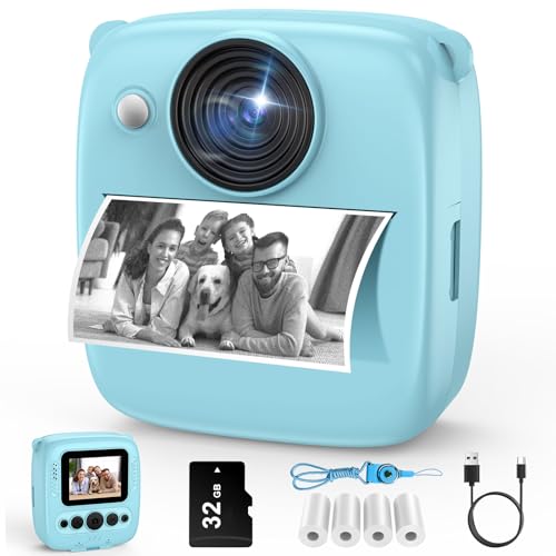 Kamera Sofortbildkamera, Kamera mit Karte & 4 Bände Druckpapier, 48MP Sofortbildkamera mit 1080P Digitalkamera für, Geschenke für Mädchen und Jungen von 3 bis 12 Jahre