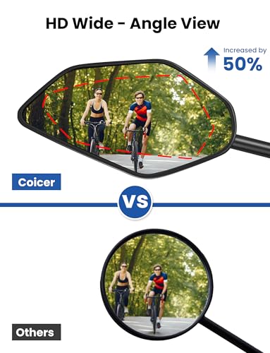 Bike Mirror Handlebar Mount Adjustable, Bike Mirrors for Ebike Bicycle Mirrors for Handlebars with Scratch Resistant Glass, Bike Rear View Mirror for Scooter, Motorcycle, Bike Accessory Left