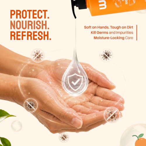 Image of Wiz Orange Liquid Hand Wash - 500ml with Pump Dispenser | Gentle Hand Cleanser for Daily Use | Refreshing Fragrance | Handwash Bottle for Kitchen & Bathroom