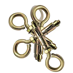 Pure Source India Hard Metal Closed Hook Anchor Fasteners, 8mm, 24 Pieces, Gold