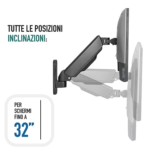 Ewent Supporto Da Parete Per Monitor Pc E Tv Da Muro Per Schermi Da 17-32", Vesa 75 X 75 Mm E 100 X 100 Mm, Inclinazione Ergonomica Girevole E Ruotabile, Capacità Di Peso 2-9 Kg - 2