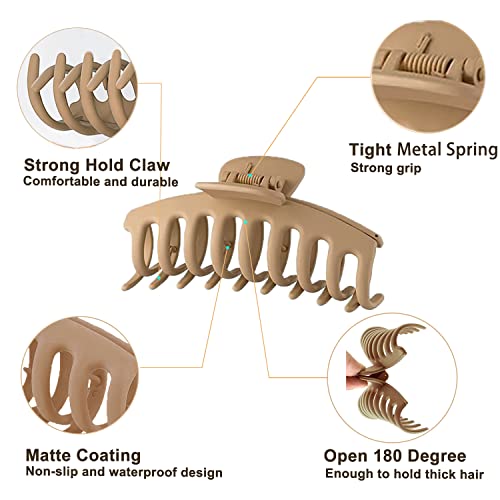 4 Pcs Large Claw Clips For Thick Hair And 4 Pcs Satin Hair Scrunchies For Women, Nonslip Big Hair Claws Banana Clips 4.33 Inch And Silk Hair Ties Set #TOP5
