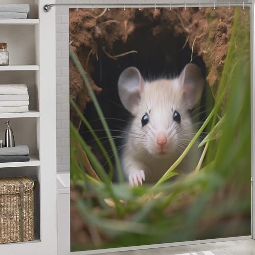 PAZZK Maus Duschvorhänge, Duschvorhang Duschvorhang Aus Polyester Wasserabweisend Shower Curtain Mit 12 Duschvorhangringen 72x72Inch (183x183cm)
