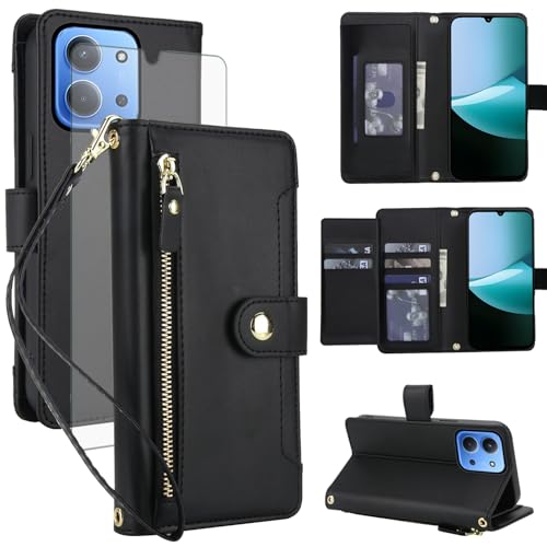 Housse Poco C85 anti-RFID pliable Asuwish avec support C15 et compartiment cartes