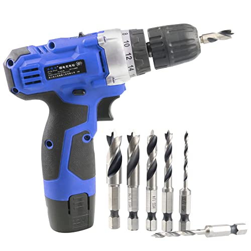 Yakamoz 6Pcs 1/4 Inch Quich Change Hex Shank Stubby Drill Bit Set For Wood Stubby Brad Point Short Drill Bits Imperial #TOP4