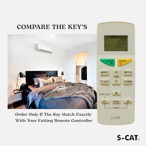 Image of S-CAT Compatible with Daikin AC Remote Original Model 132 (No Backlight) Suitable for 1 1.5 2 Ton Split /Window AC (Match Old Remote Exactly, Contact Customer Care for Order)