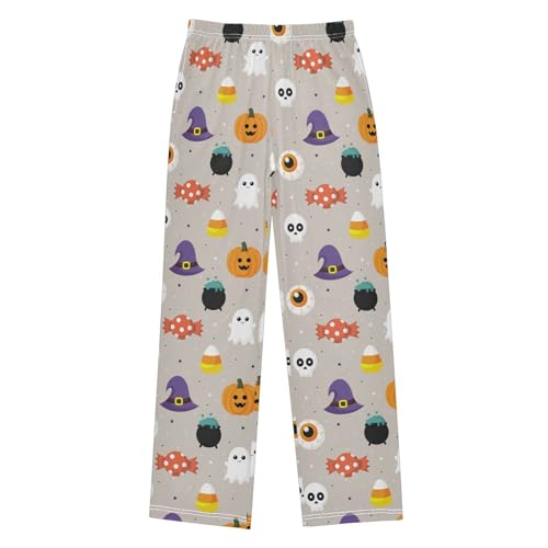 ZZXXB Halloween Witch Skull Boys Long Pants Soft Trousers Elastic Waist Kids Lounge Bottoms with Pockets S-XL