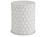 Signature Design by Ashley Polly Geometric Honeycomb Indoor Outdoor Accent Stool or Table, White