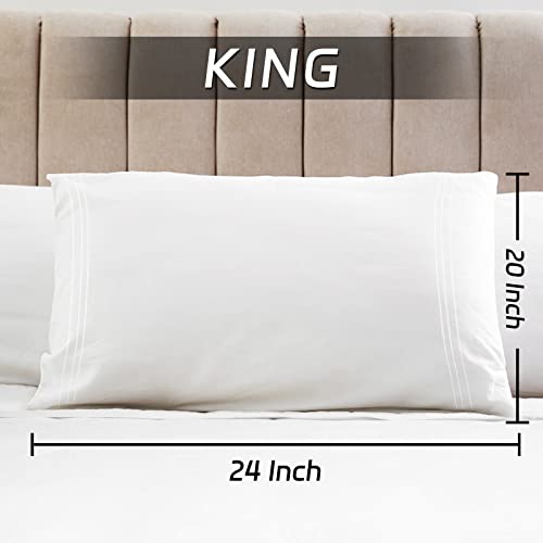 20X40 Inches Bed Pillowcases Set Of 2 - Brushed Microfiber Soft And Cozy, Stain Resistant With Envelope Closure Bed Pillow Cases, White #TOP3