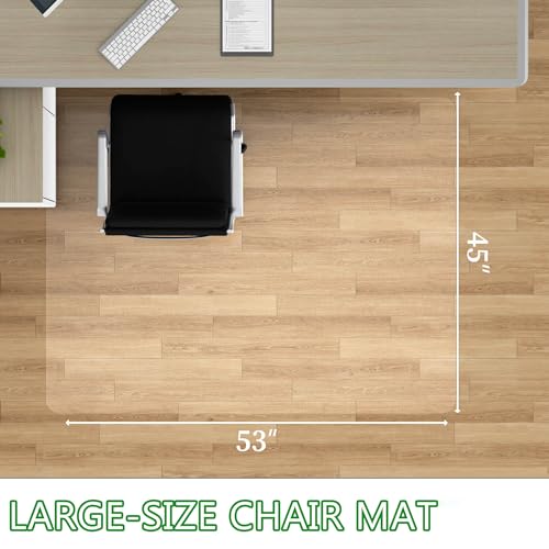 Large Office Chair Mat for Hardwood Floor - 45" x 53" Clear Floor Protector Mat for Office Chair On Hardwood, Easy Glide Desk Chair Mat for Home & Office