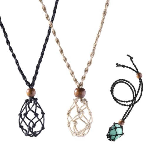 ZORVUJI 2 Piezas Collar Cuerda Soporte de Piedra Vacío Colgante de Cristal Ajustable para Cuarzo Piedra en Bruto (35-50 mm/1,4-2 Pulgadas)