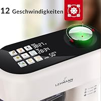 LEHMANN Küchenmaschine mit beheizbarer 5-L-Schüssel, integrierte Waage & Timer, Knetmaschine mit Planetenrührwerk, 12 Geschwindigkeiten, Gärfunktion bis 45 °C, Touch-Display, 3 Rühraufsätze – Ansicht 4