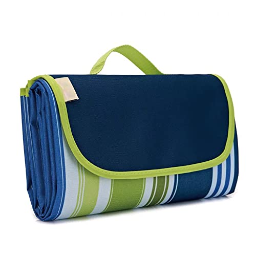 DOTBUY-SHOP Coperta da Picnic Impermeabile Portatile, Grande Antisabbia Striscia Coperta da Campeggio Pieghevole Bambini Come Tappeto da Gioco per Spiaggia Giardino (Blu Scuro,195x200cm)
