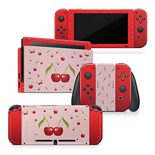 Skin cerises Nintendo Switch pour protéger le dock et les Joy-Con des rayures