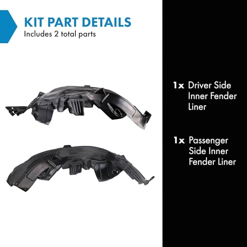 Image of TRQ Driver and Passenger Side Inner Fender Liner Set Compatible with 2008-2015 Nissan Armada