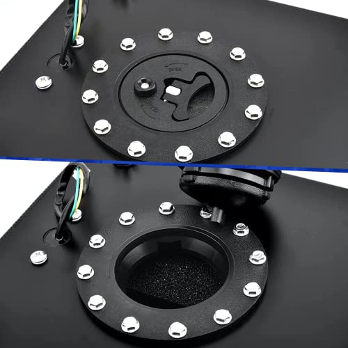 15 Gallon Fuel Cell 60L Universal Gas Tank with Level Sender,Aluminum Polished Racing Street Drift Strip Fuel Tank with Quick Release Fuel Cap,Black