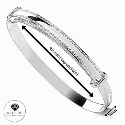 Pulsera de plata de ley maciza para bebé con elegante borde biselado 2