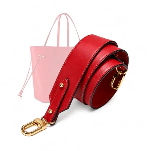 Image of Wide Vachetta Leather Bag Strap for Neverfull Graceful Noe, Red