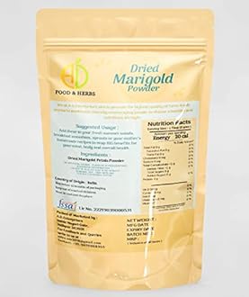 A D Food & Herbs Organic Marigold Powder/Genda Flower Powder for Homemade Lattes, Tea Blends, Bath Salts, Bath Bombs, Face Packs & Body Packs (250 Gms x pack of 1)