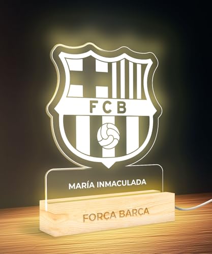 Panorama Lampe de Chevet Foot 15x22 cm FC Barcelona - Lampe Led Personnalisé - Veilleuse Enfant pour Table de Nuit - Lumiere Chambre Decoration - Cadeau...