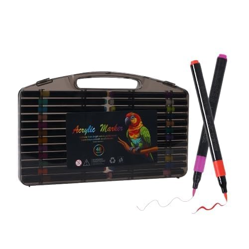 RAMNATH IMPEX 48 Colors Acrylic Markers Set - Premium Acrylic Paint Pens, Waterproof & Permanent, Non-Toxic Multi-Surface Paint Markers for Wood, Glass, Ceramic, Fabric, Art & Crafts Gift for kids.