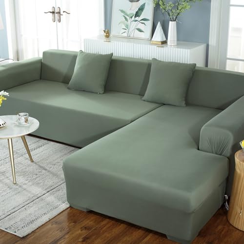 Couverture canape en forme L en soie laiteuse extensible haute densité - 2