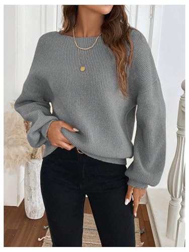 Image of GORGLITTER Women's Bow Fall Sweaters 2025 Cable Knit Chunky Oversized Long Sleeve Backless V Neck Pullover Tops