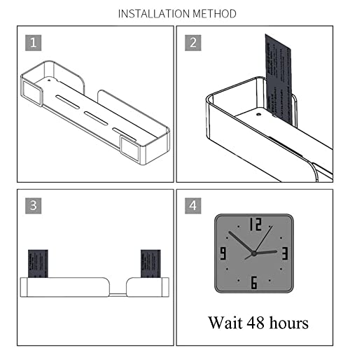 Estantes flotantes Estantes de baño Adhesivos con toallero Estante de baño Sin taladrar Espacio montado en la Pared Aluminio para baño e Inodoro-Blanco_50cm