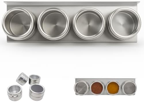 Kit Porta Condimentos Magnético 4 Potes de Aço Inox com Suporte –...