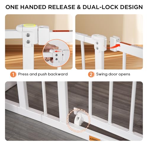Image of BestPet 30 inchTall Dog Gate for Stairs & Doorways, Fits 28.5 inch-39.7 inch Wide Openings,Walk-Through Metal Pet Gate for Indoor Use,Adjustable Safety Gates for Pets,White