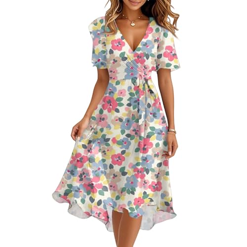 Spring Summer Chiffon Midi Dresses for Women 2025 Elegant Classy Wedding Guest Floral Formal Cocktail Prom Dress